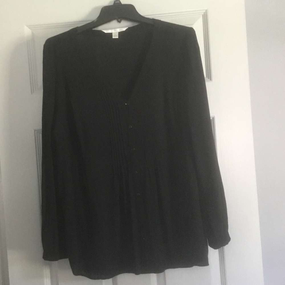 Lauren Conrad long sleeved black rayon blouse size XL